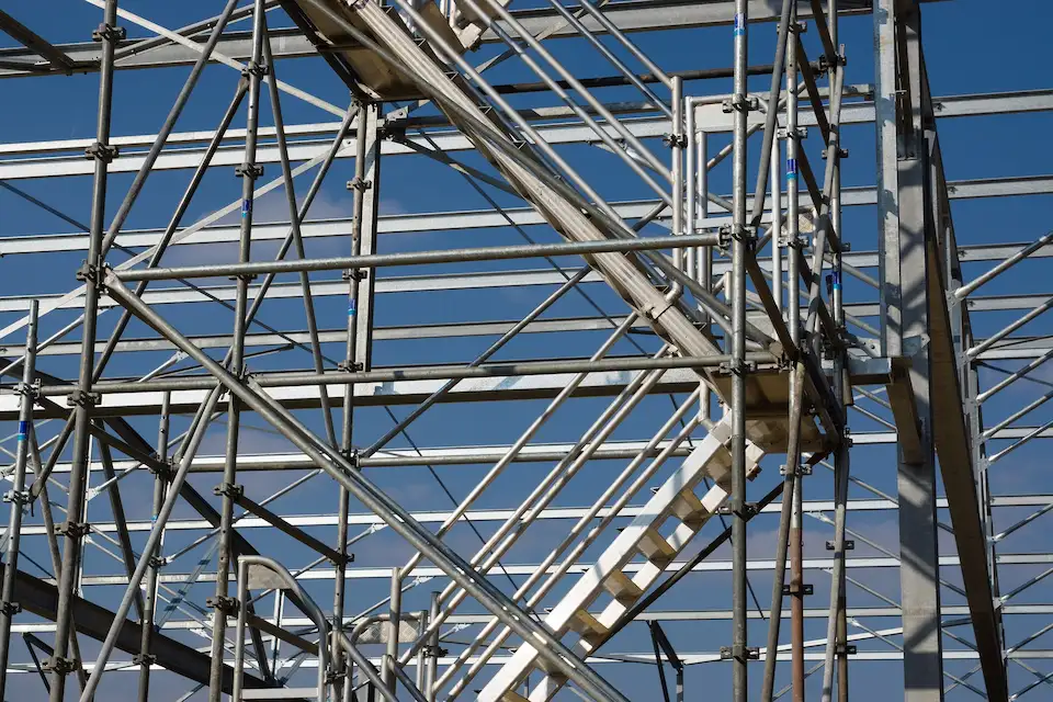 Scaffold stair tower from Vallejo Scaffolding Rental for multi-level construction access.
